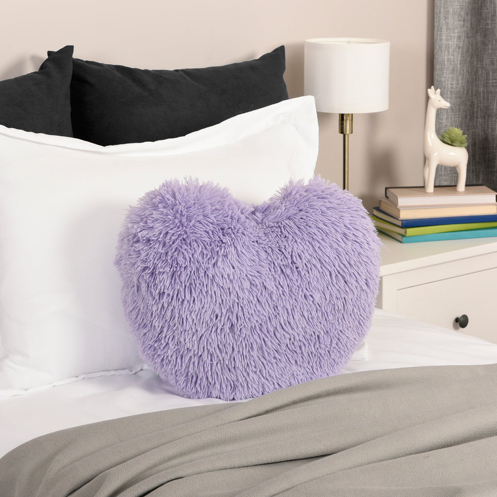 Funky Fur Heart Décor Cushion, Purple room shot