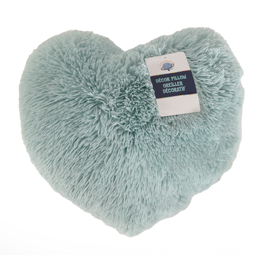 Funky Fur Heart Décor Cushion, Green packaged